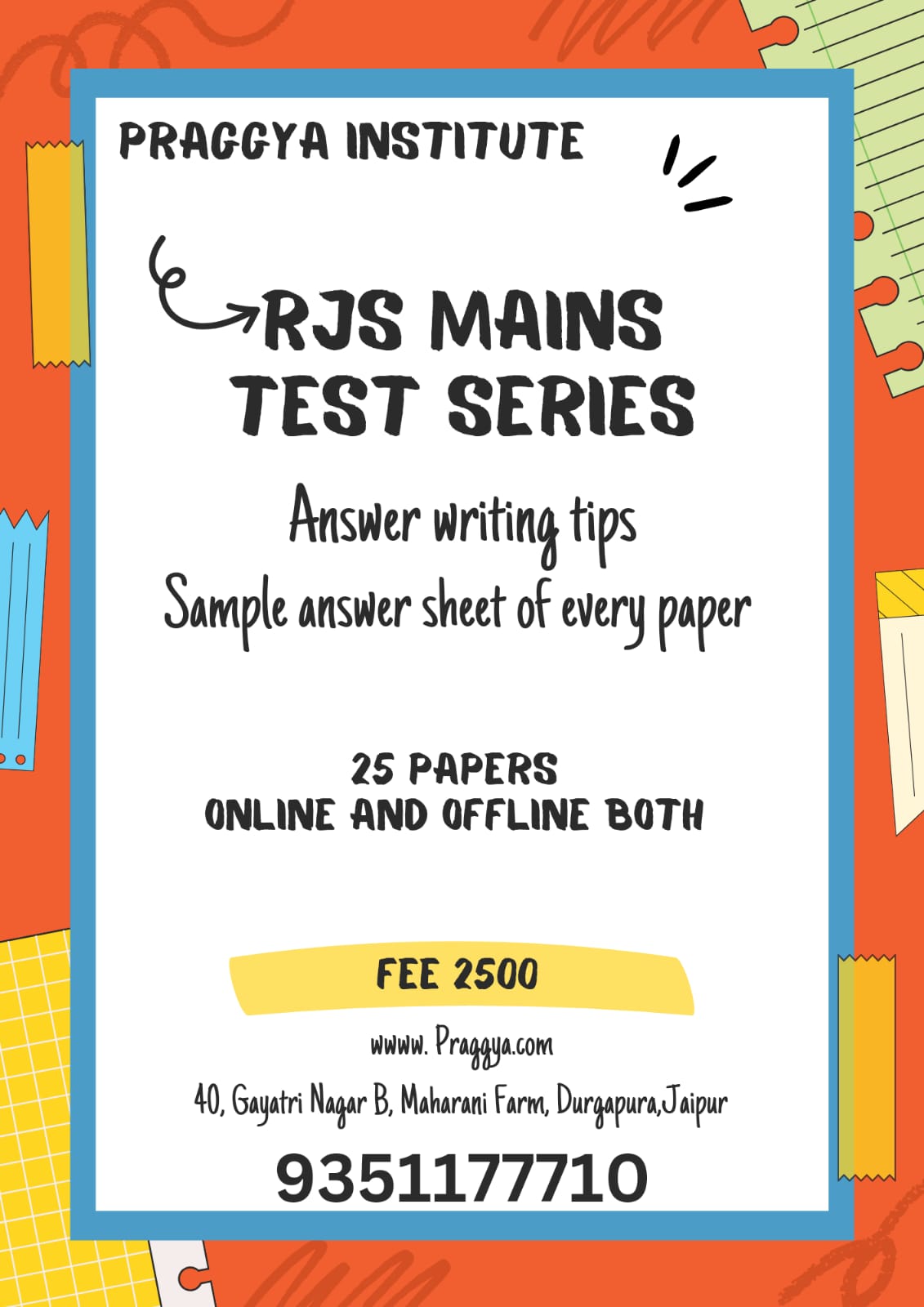 25 Test Papers for RJS Mains